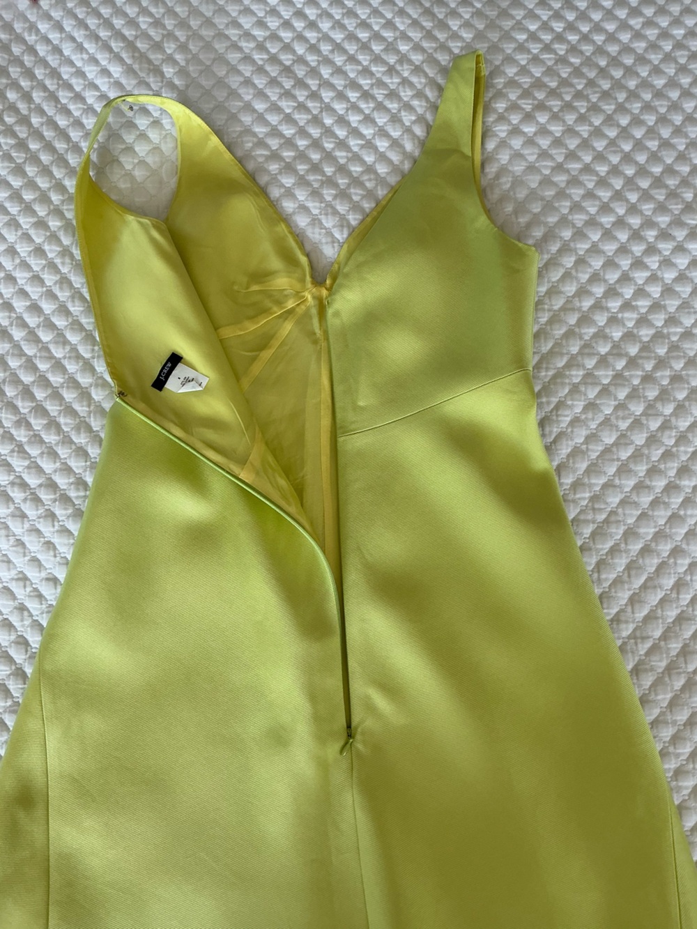 J.Crew Chartreuse Silk Blend Lime Green Sleeveless V-Neck Cocktail Dress 8 - Picture 7 of 15